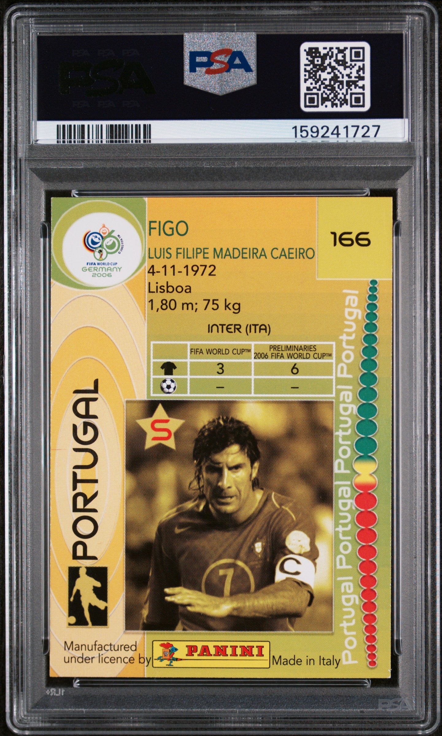 2006 Panini World Cup Germany Figo #166 PSA 8