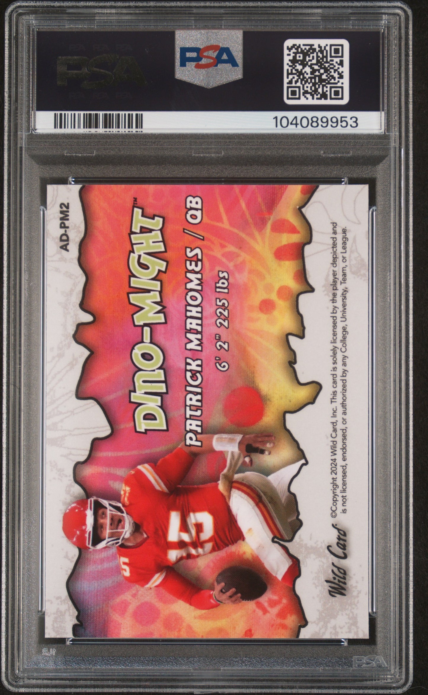 2023 Wild Card Alumination Dino-Might Exclusive Patrick Mahomes #ADPM2 Gold LZR Stegosaurus PSA 10