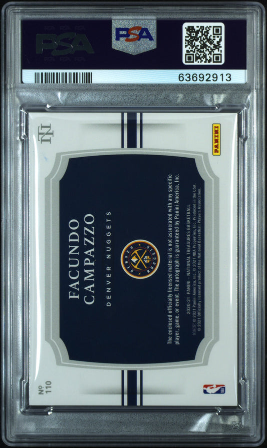 2020 National Treasures Facundo Campazzo #110 Rookie Patch Auto /75 PSA 8 RPA