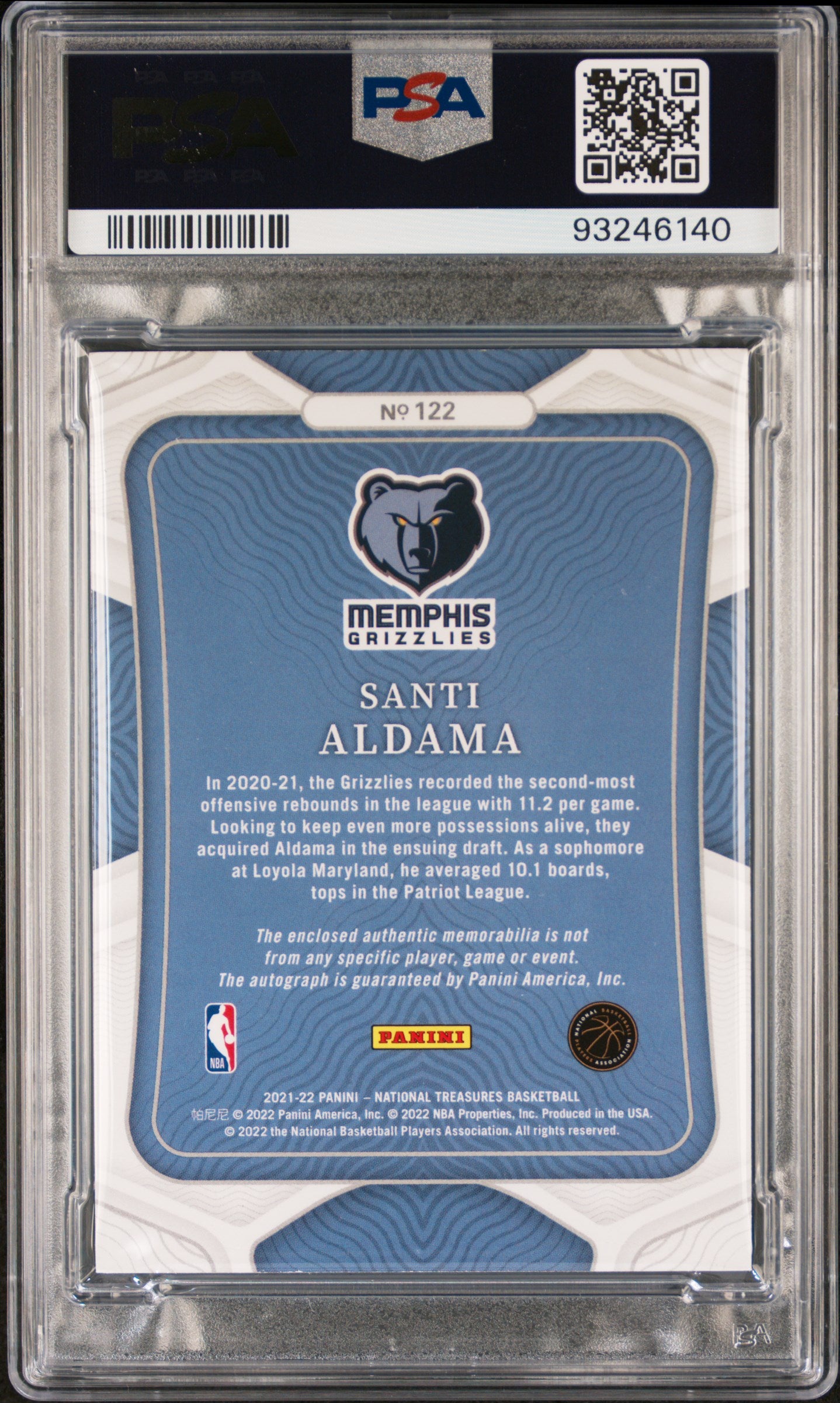 2021 National Treasures Santi Aldama #122 Patch Auto Gold Fotl PSA 10 RPA RC