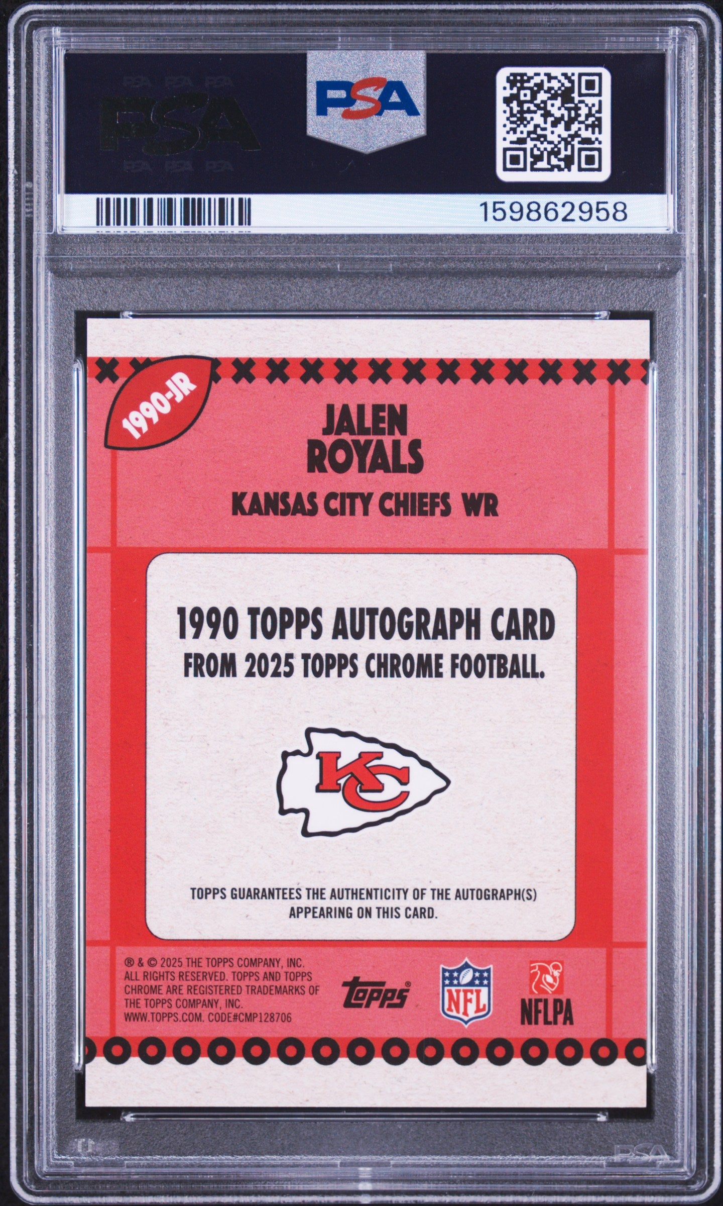 2025 Topps Chrome 1990 Topps Autographs Jalen Royals #JR Orange Ref PSA 10
