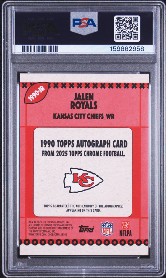 2025 Topps Chrome 1990 Topps Autographs Jalen Royals #JR Orange Ref PSA 10