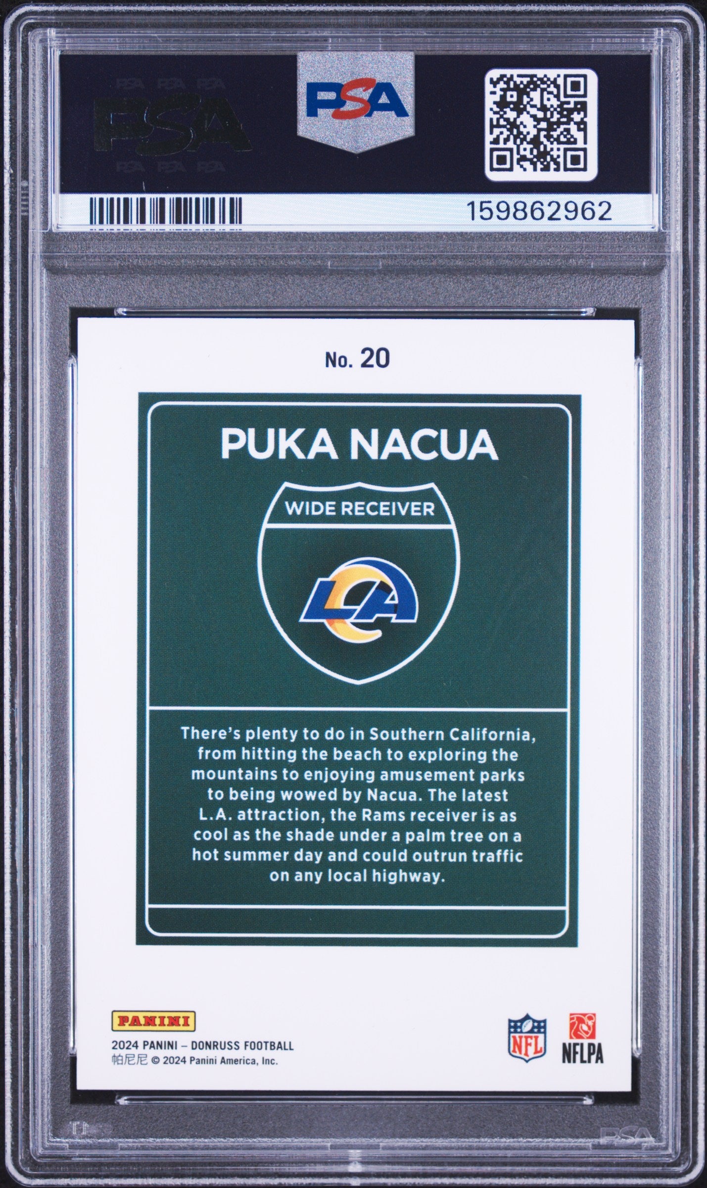 2024 Panini Donruss Downtown! Puka Nacua #20 PSA 9