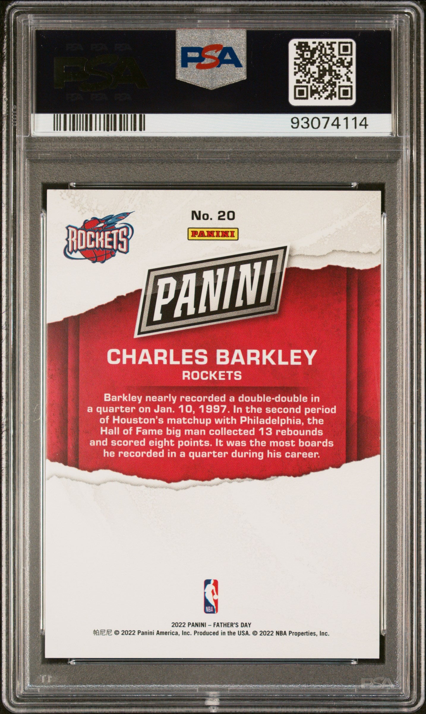 2022 Panini Father's Day Charles Barkley #20 Holo /199 PSA 10