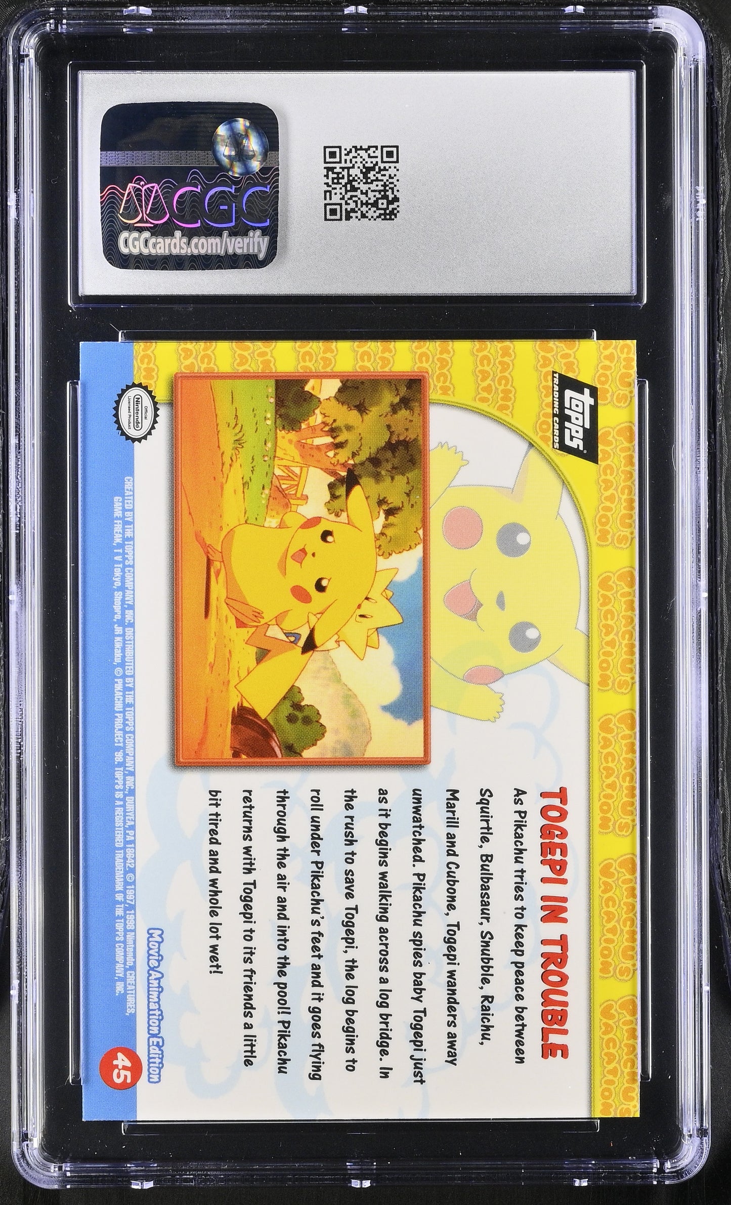 1999 Topps PokeMon The First Movie Togepi In Trouble #45 Rainbow Foil CGC 9