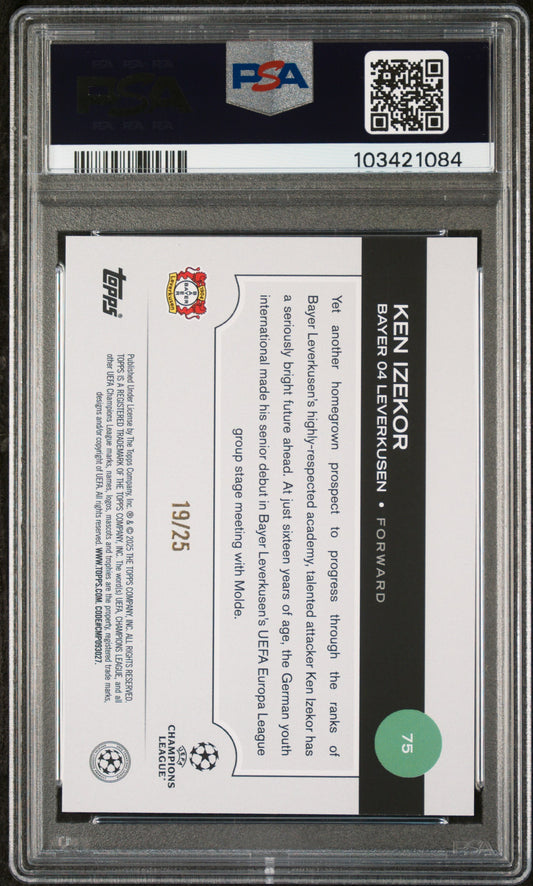 2024-25 Topps UEFA Club Competitions Ken Izekor #75 Orange Foilboard /25 PSA 10
