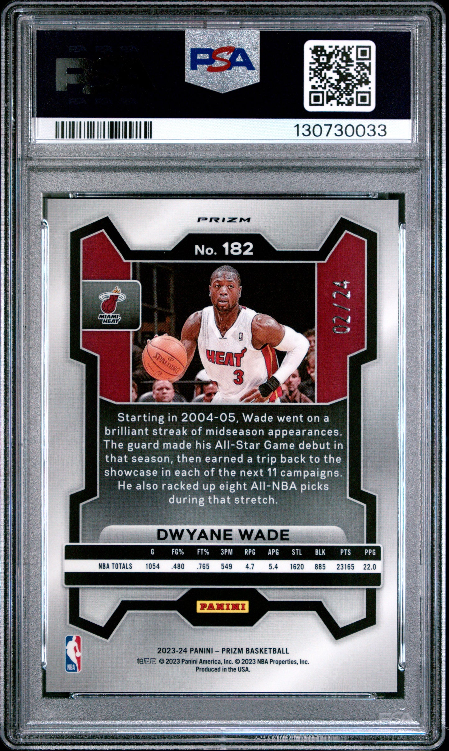 2023 Panini Prizm Dwyane Wade #182 Gold Sparkle PSA 10