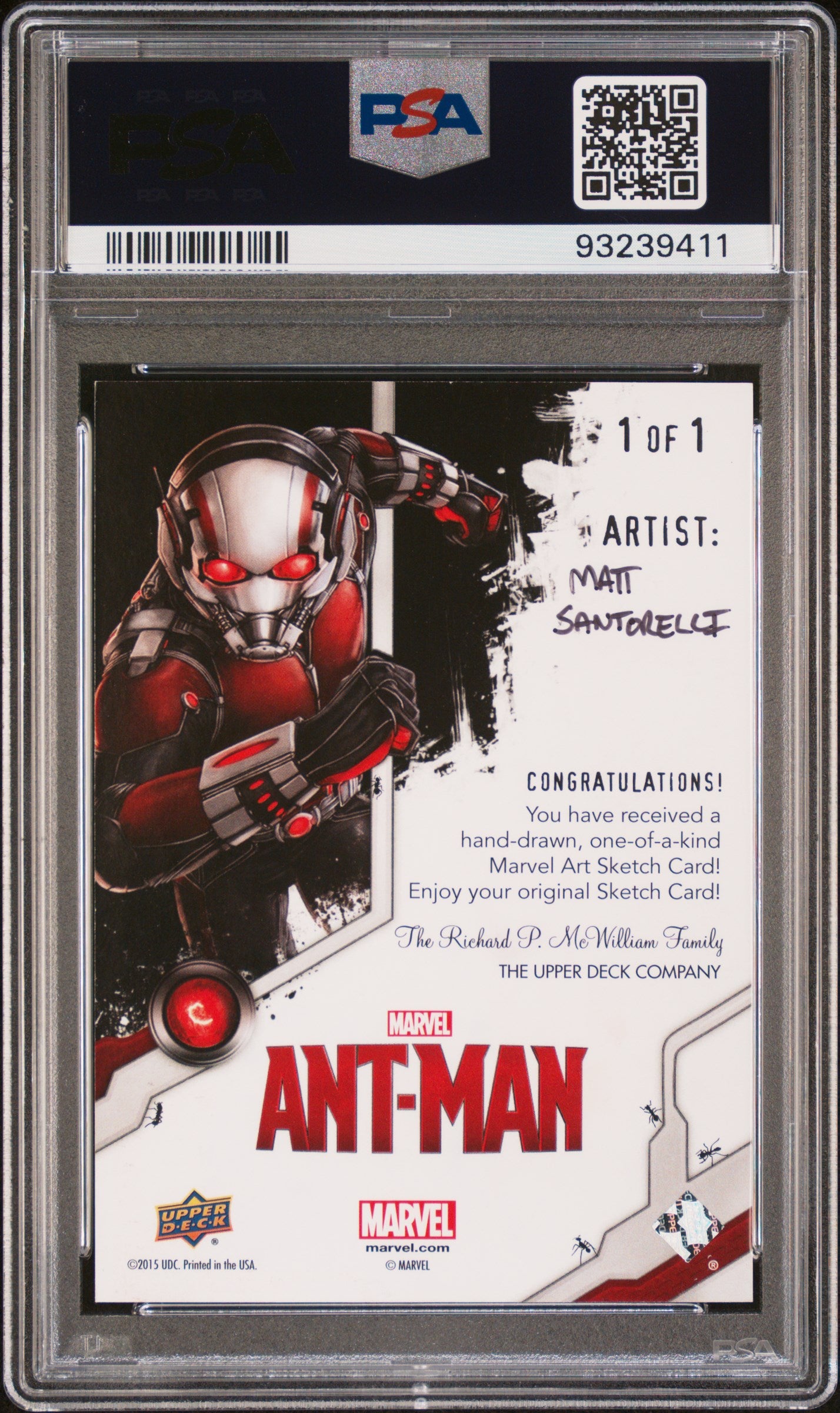 2015 Marvel Ant-Man Sketch Cards Matthew Santorelli Captain America 1/1 PSA 9