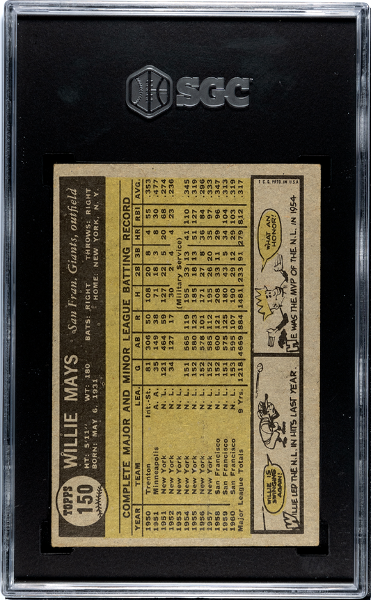 1961 Topps Willie Mays #150 SGC 5