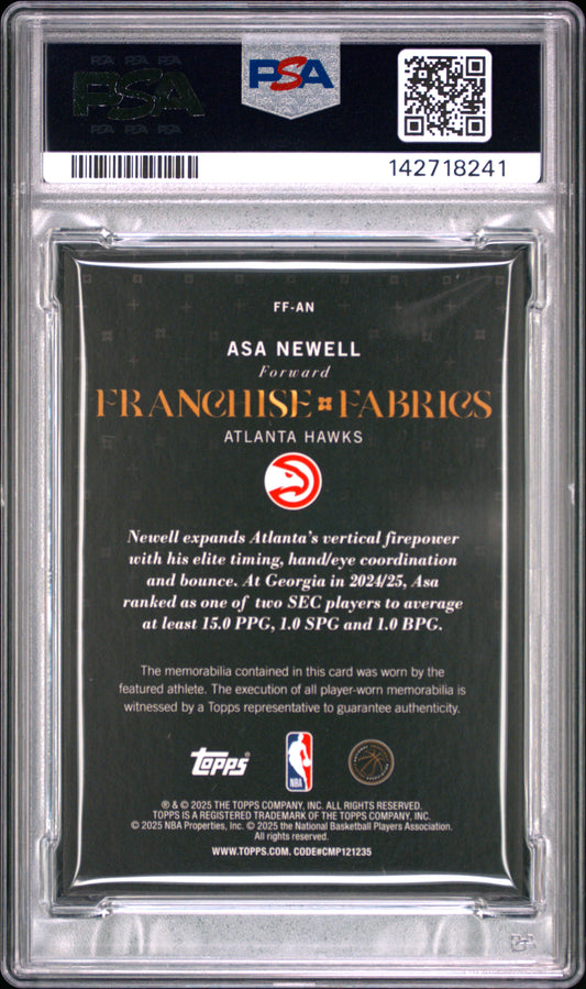 2025 Topps Franchise Fabrics Asa Newell #FF-AN PSA 8