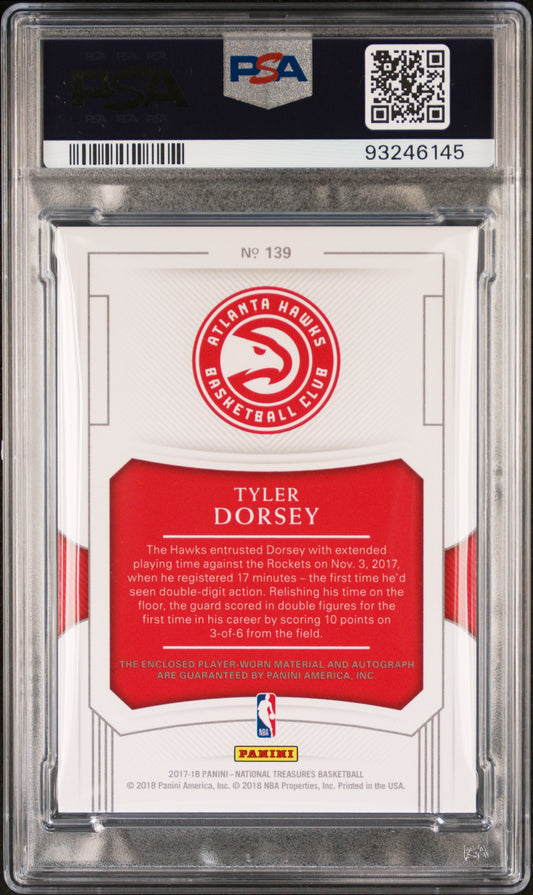 2017 Panini National Treasures Tyler Dorsey #139 Patch Autograph PSA 8 Auto 9