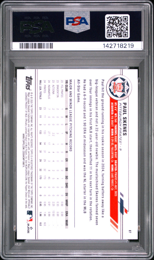 2025 Topps All-Star Game Paul Skenes #87 Pink Foil PSA 10