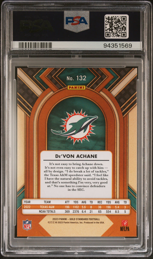 2023 Panini Gold Standard De'von Achane #132 White /49 PSA 10