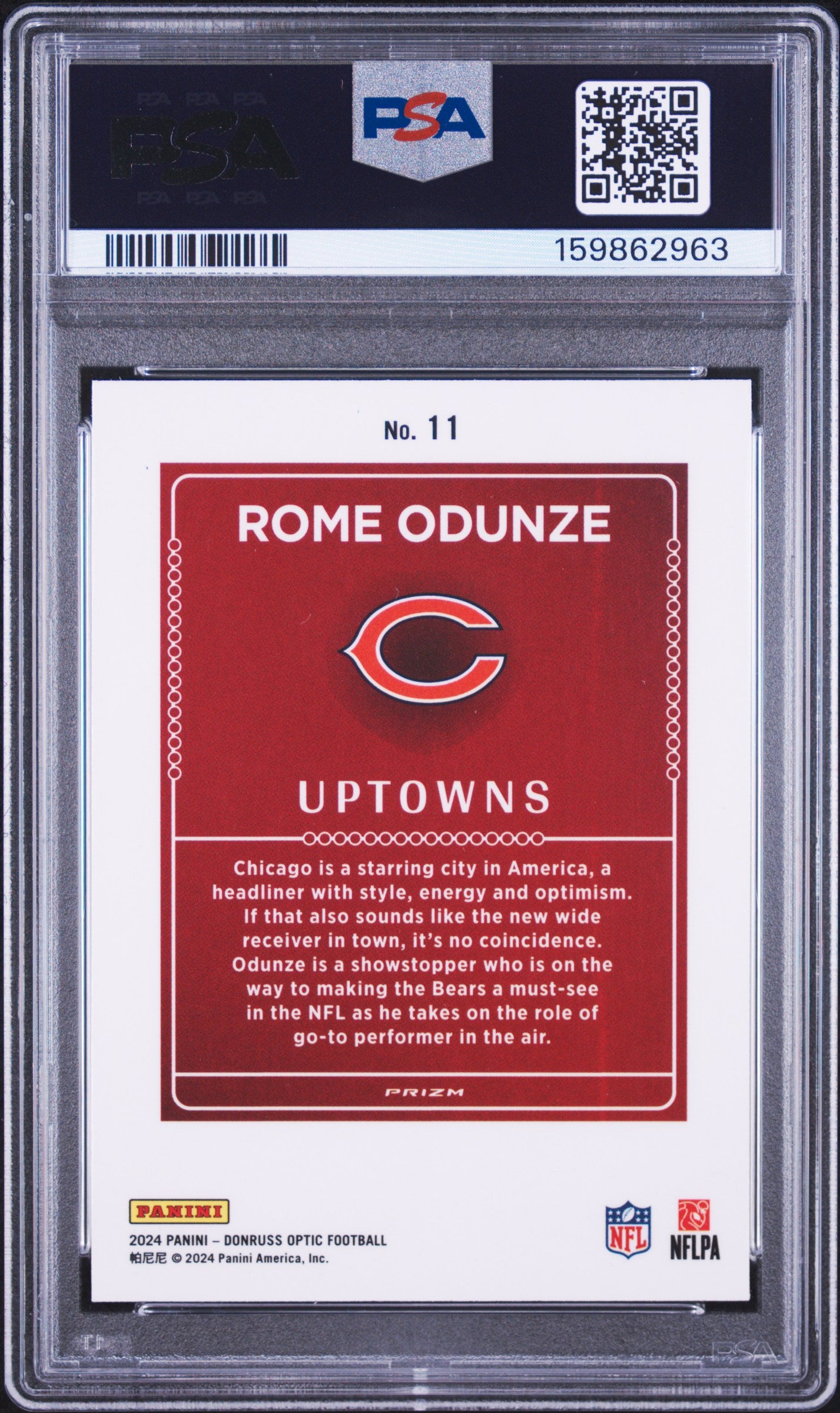 2024 Panini Donruss Optic Uptowns Rome Odunze #11 PSA 8