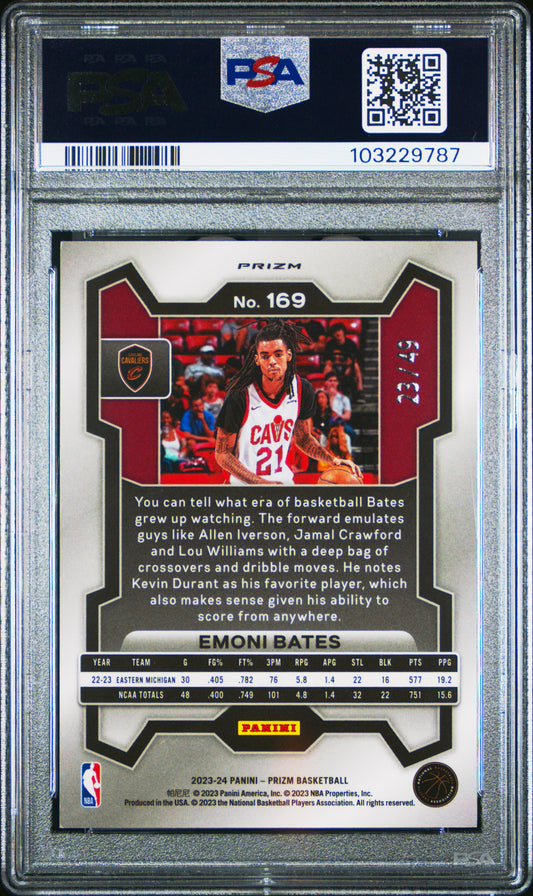 2023 Panini Prizm Emoni Bates #169 Blue Choice PSA 10