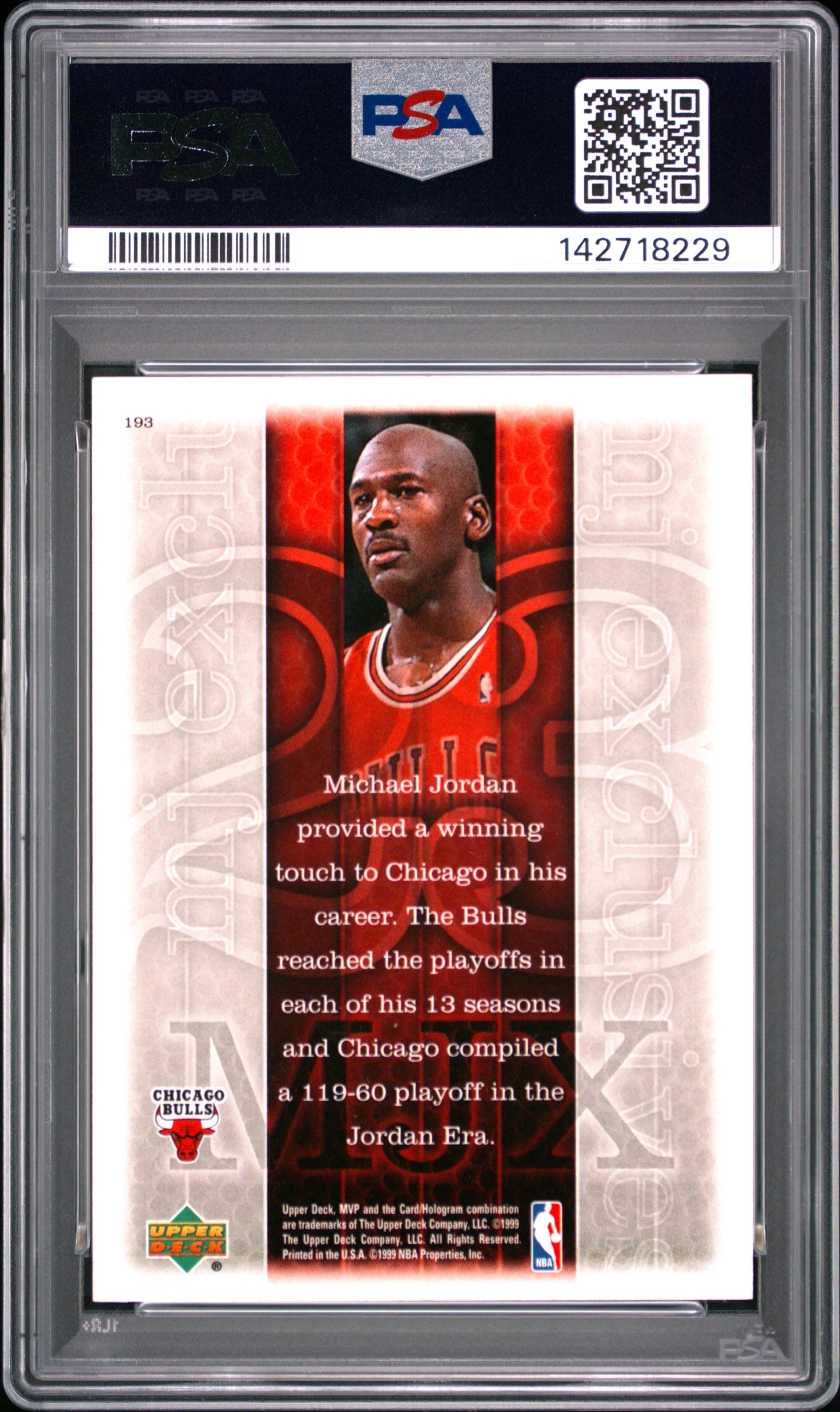 1999 Upper Deck MVP Michael Jordan #193 PSA 7
