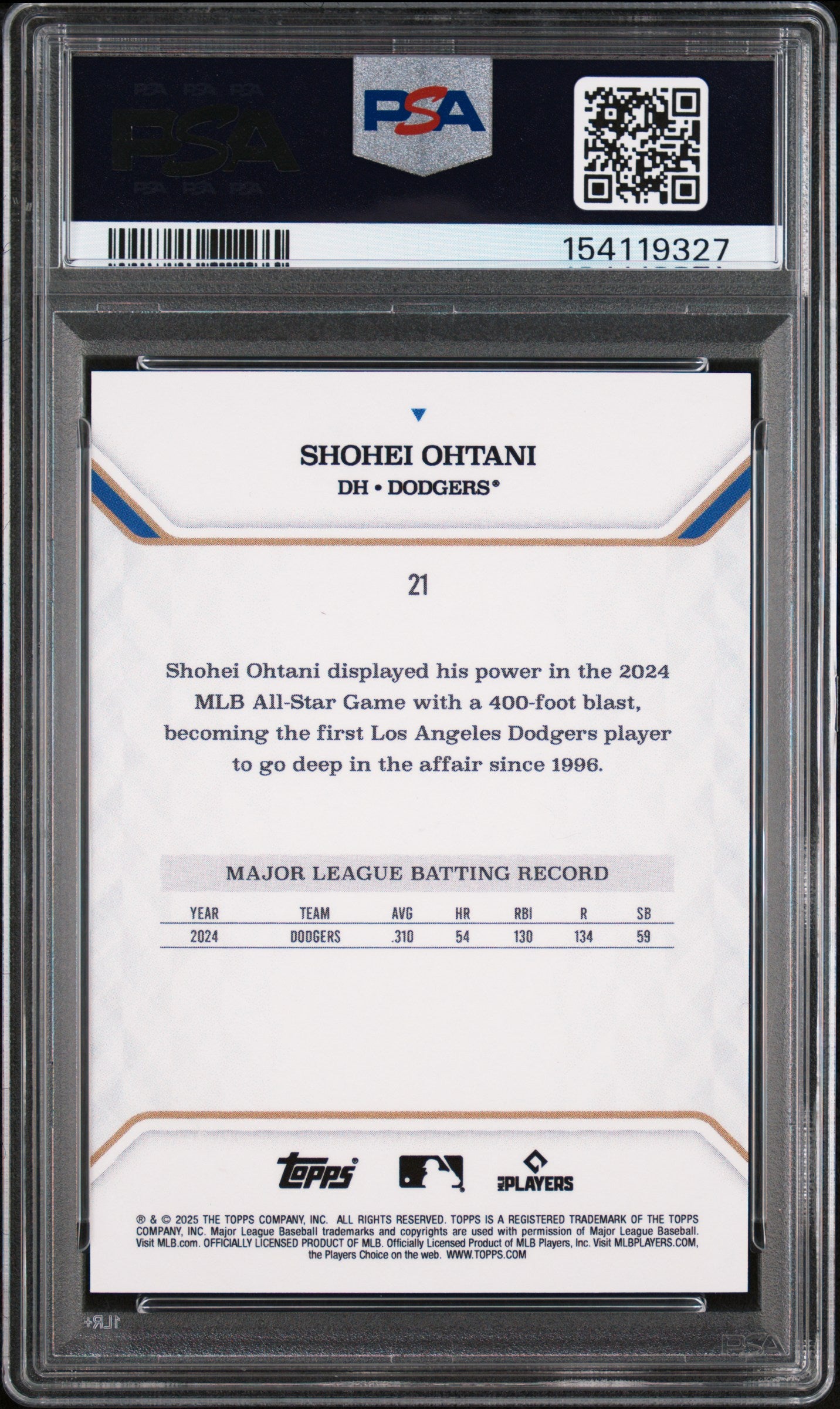 2025 Topps MLB MVP Collection Shohei Ohtani #21 Gold Foil PSA 10