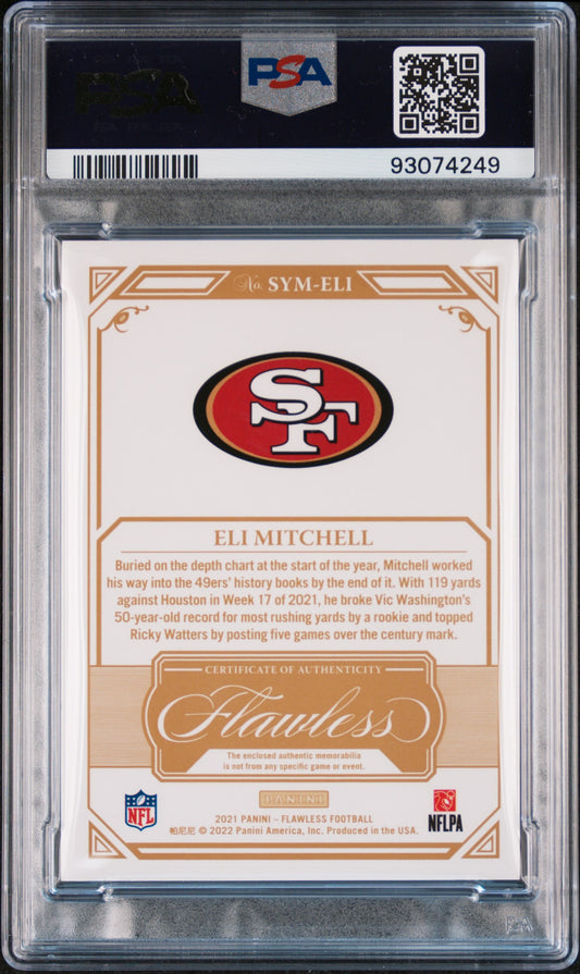 2021 Panini Flawless Eli Mitchell #SYMELI Flawless Shields 1/1 PSA 8
