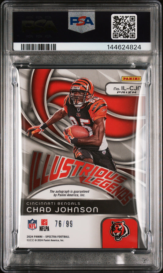 2024 Panini Spectra Illustrious Legends Autographs Chad Johnson #ILCJN 76/99 PSA 8