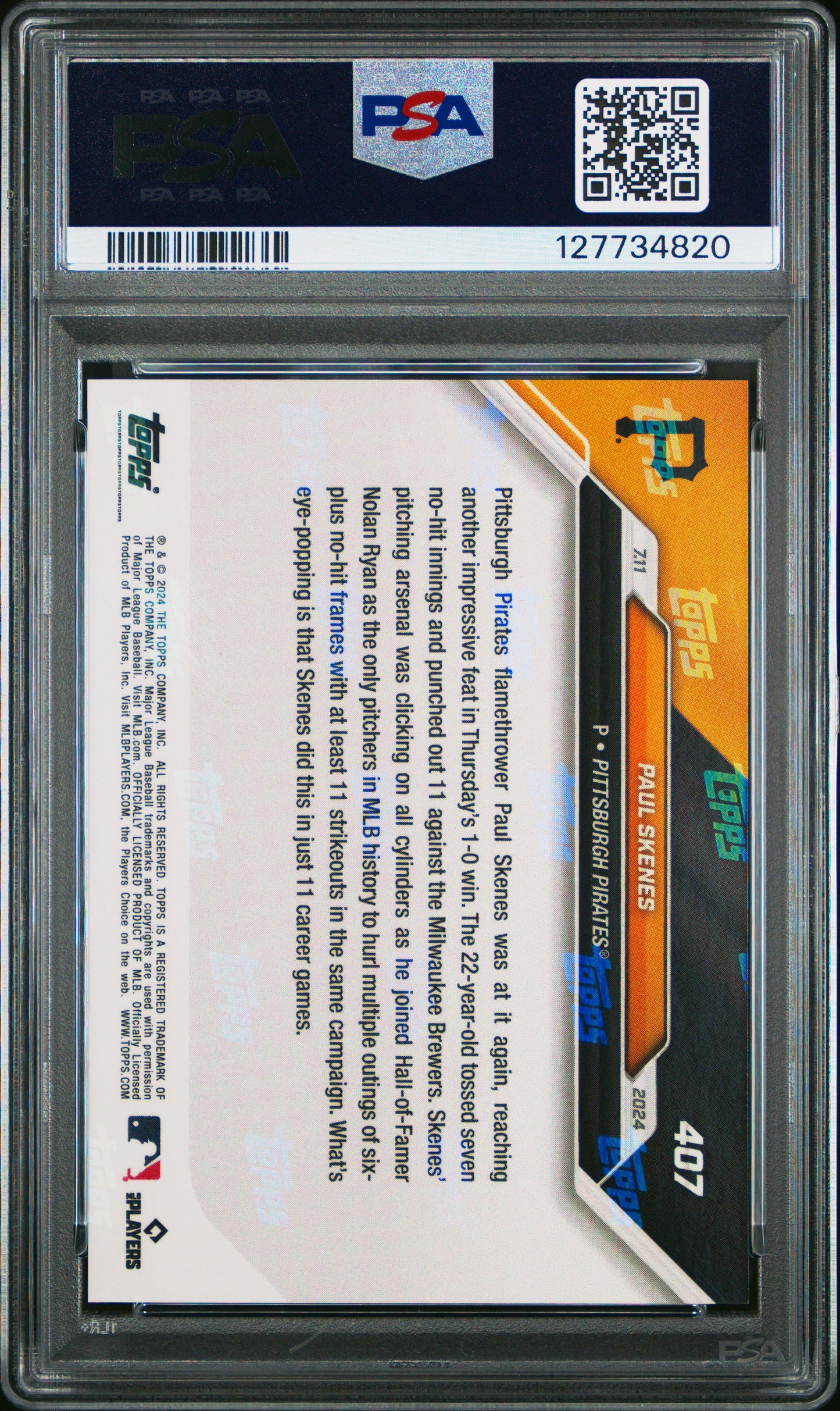 2024 Topps Now Paul Skenes #407 PSA 10