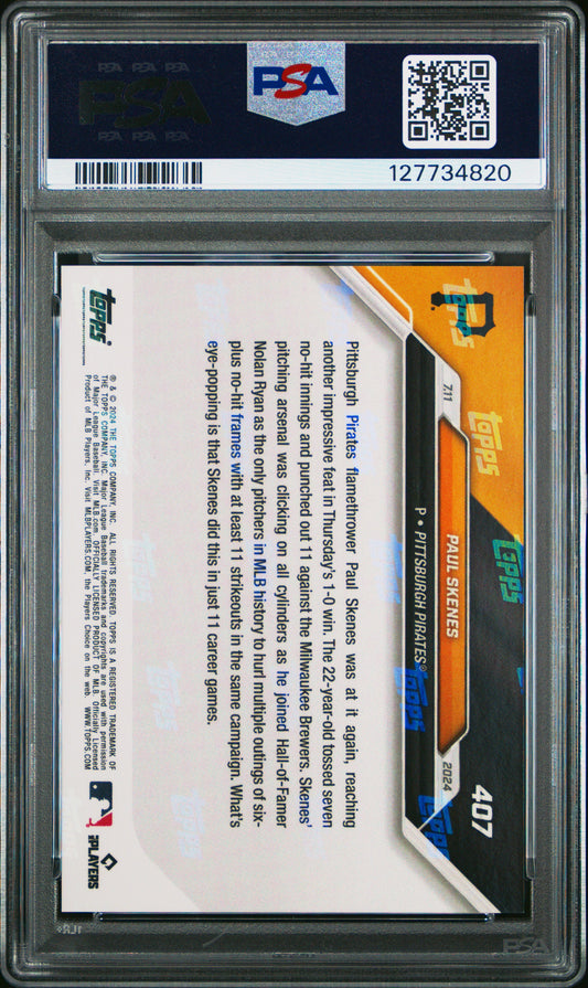 2024 Topps Now Paul Skenes #407 PSA 10