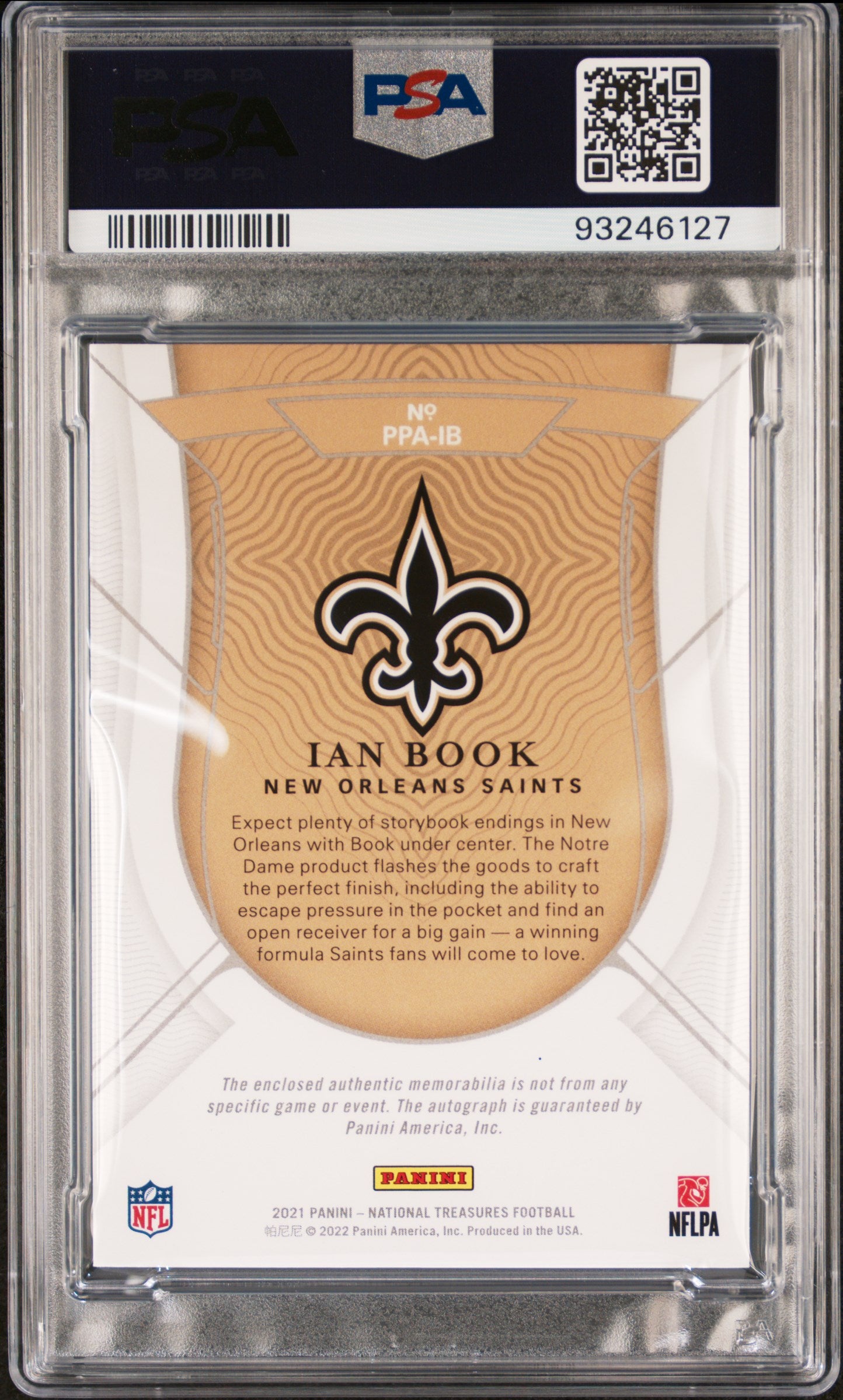 2021 National Treasures Ian Book Rookie Patch Auto Team Logo 1/1 PSA 8 RPA RC