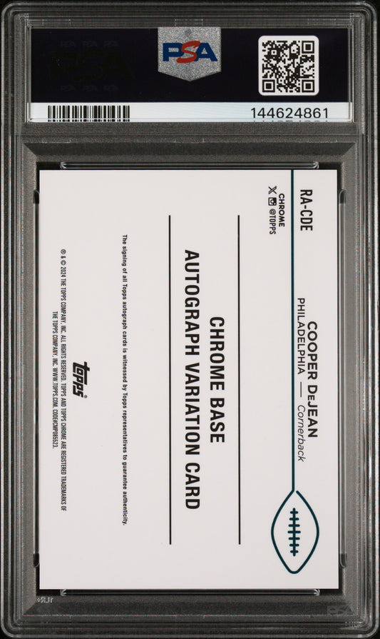 2024 Topps Chrome Rookie Auto Variations Cooper Dejean #RACDE Gold Ref PSA 9