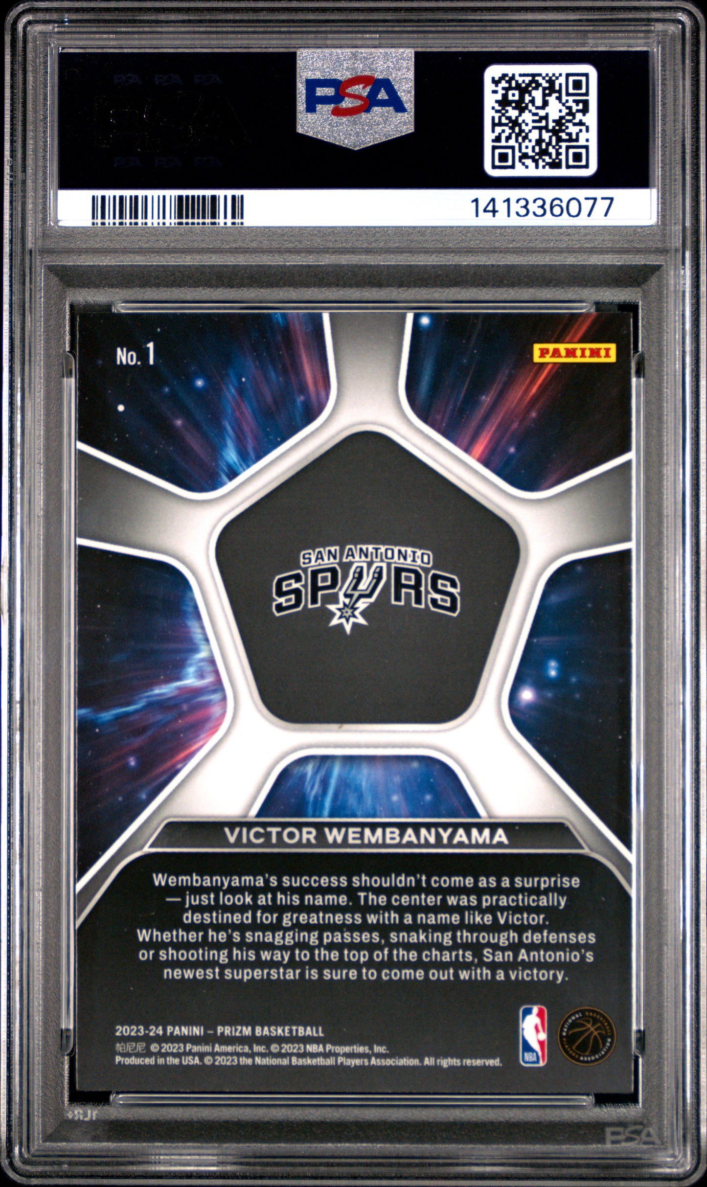2023 Panini Prizm Deep Space Victor Wembanyama #1 PSA 10