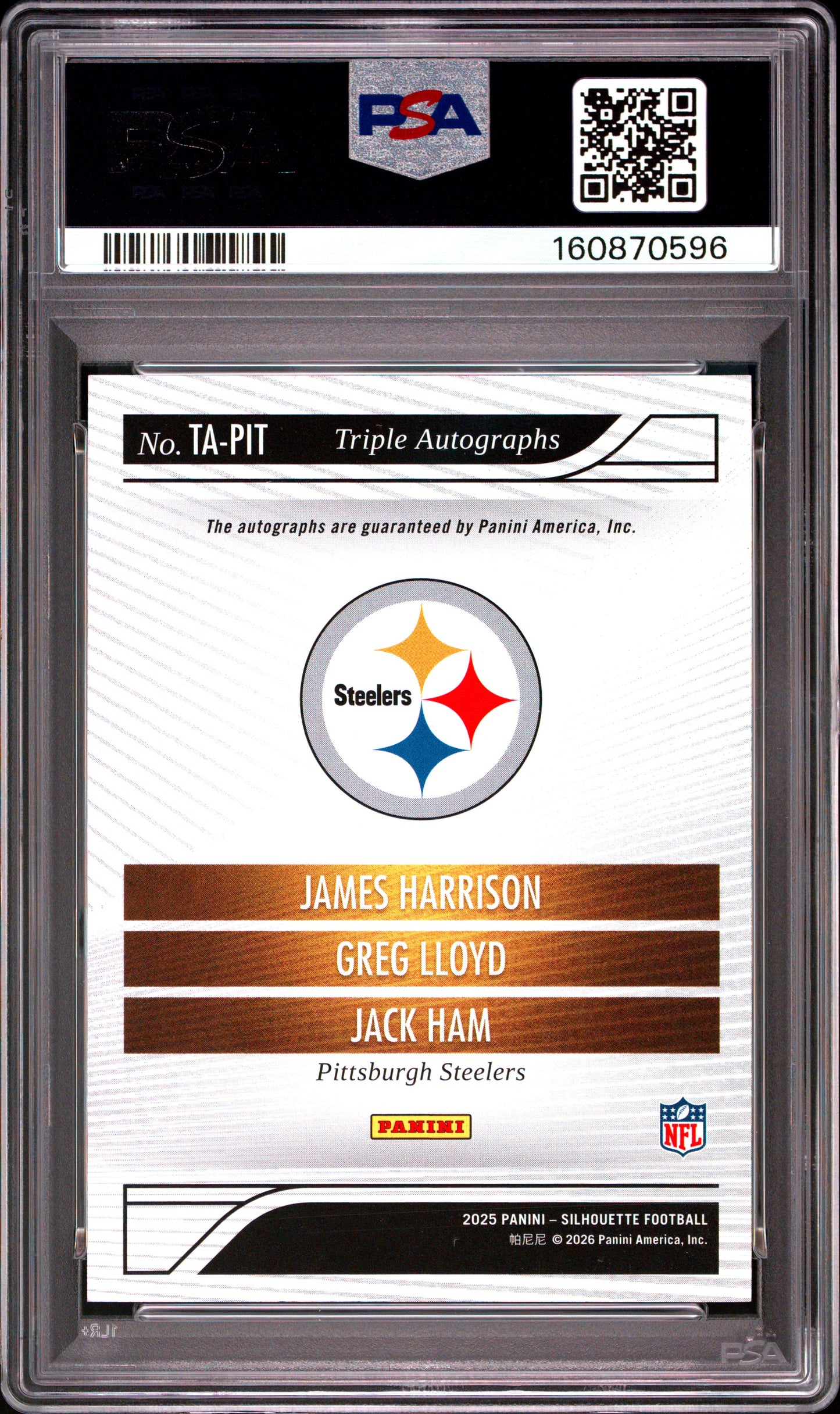 2025 Panini Silhouette Triple Autographs Harrison Lloyd Ham #PIT PSA 8