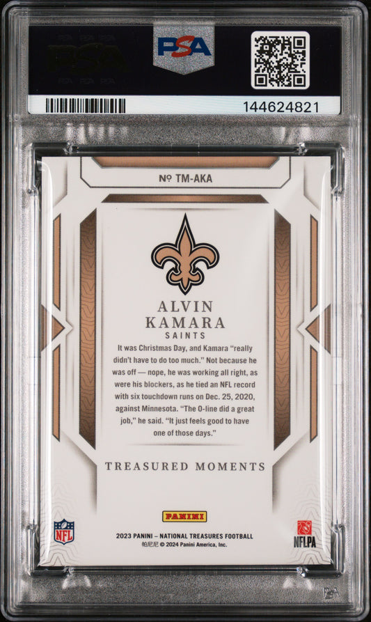 2023 Panini National Treasures Treasured Moments Alvin Kamara #TMAKA PSA 9