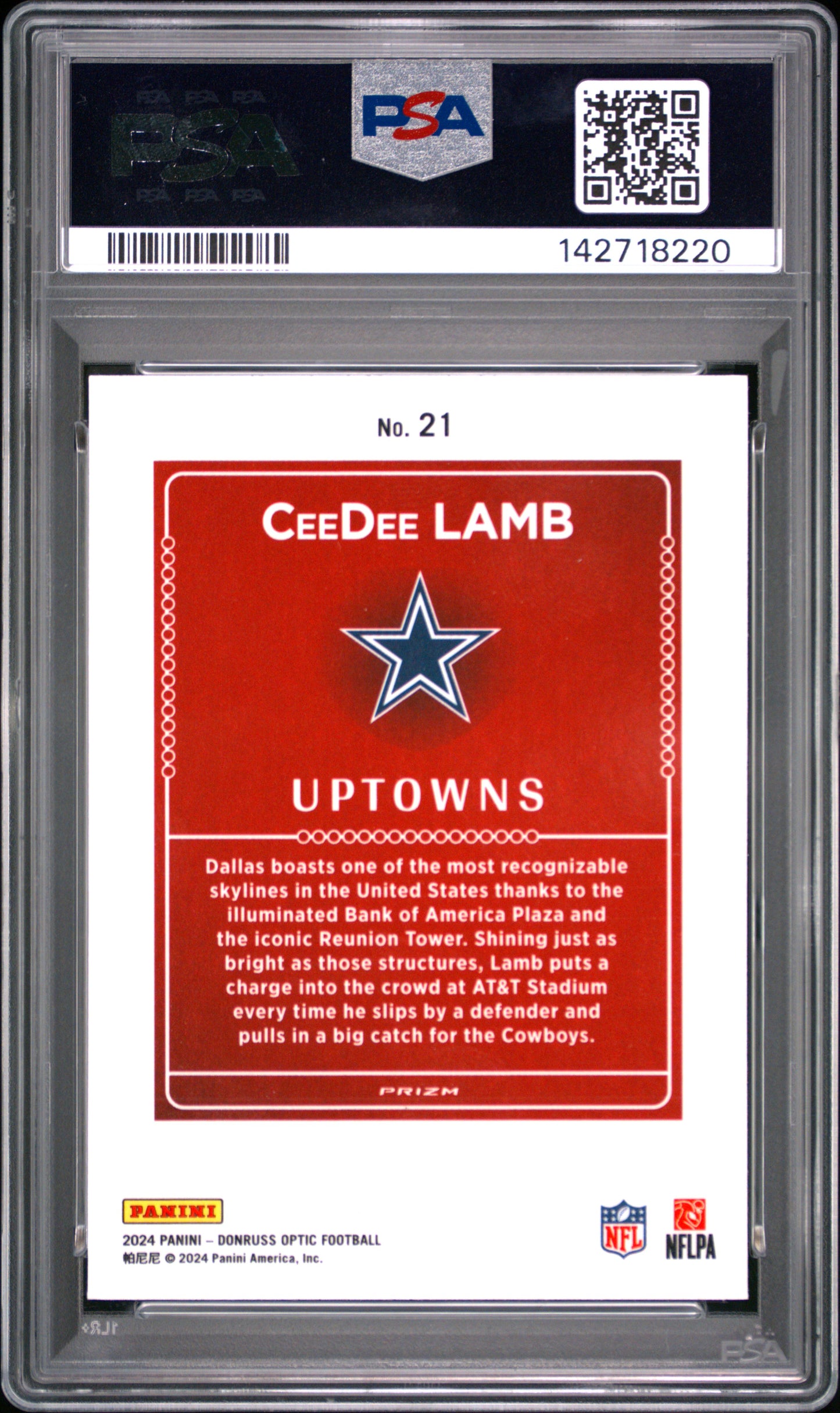 2024 Panini Donruss Optic Uptowns Ceedee Lamb #21 PSA 9
