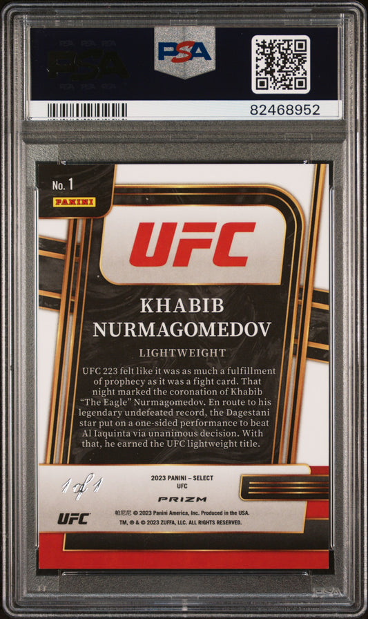 2023 Panini Select UFC Khabib Nurmagomedov #1 And New! Black 1/1 PSA 9