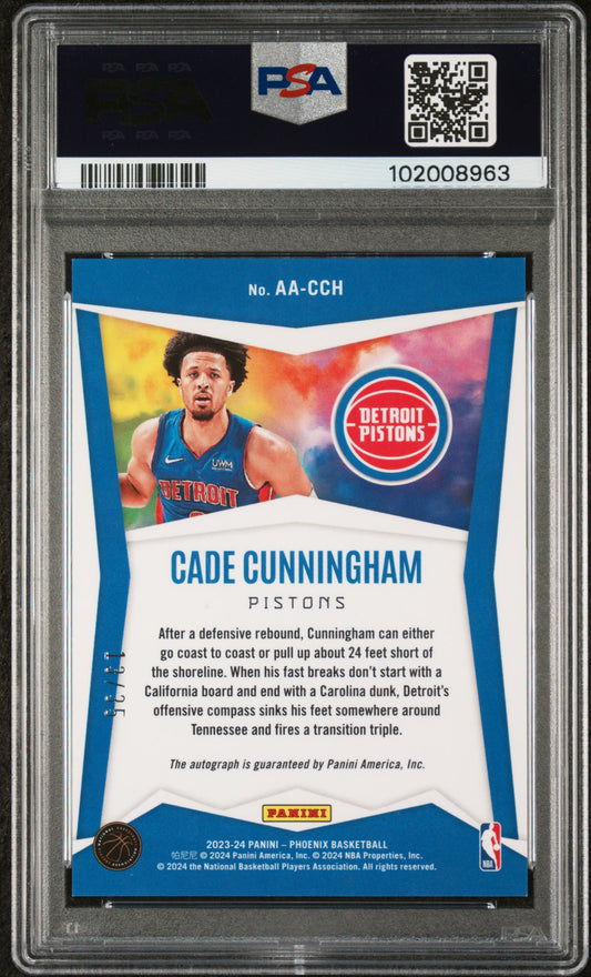 2023 Panini Phoenix Ascension Autographs Cade Cunningham #AACCH Yellow PSA 10