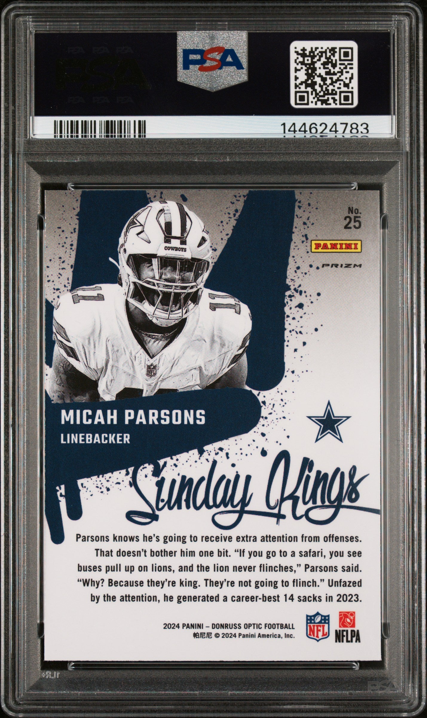 2024 Panini Donruss Optic Sunday Kings Micah Parsons #25 PSA 9