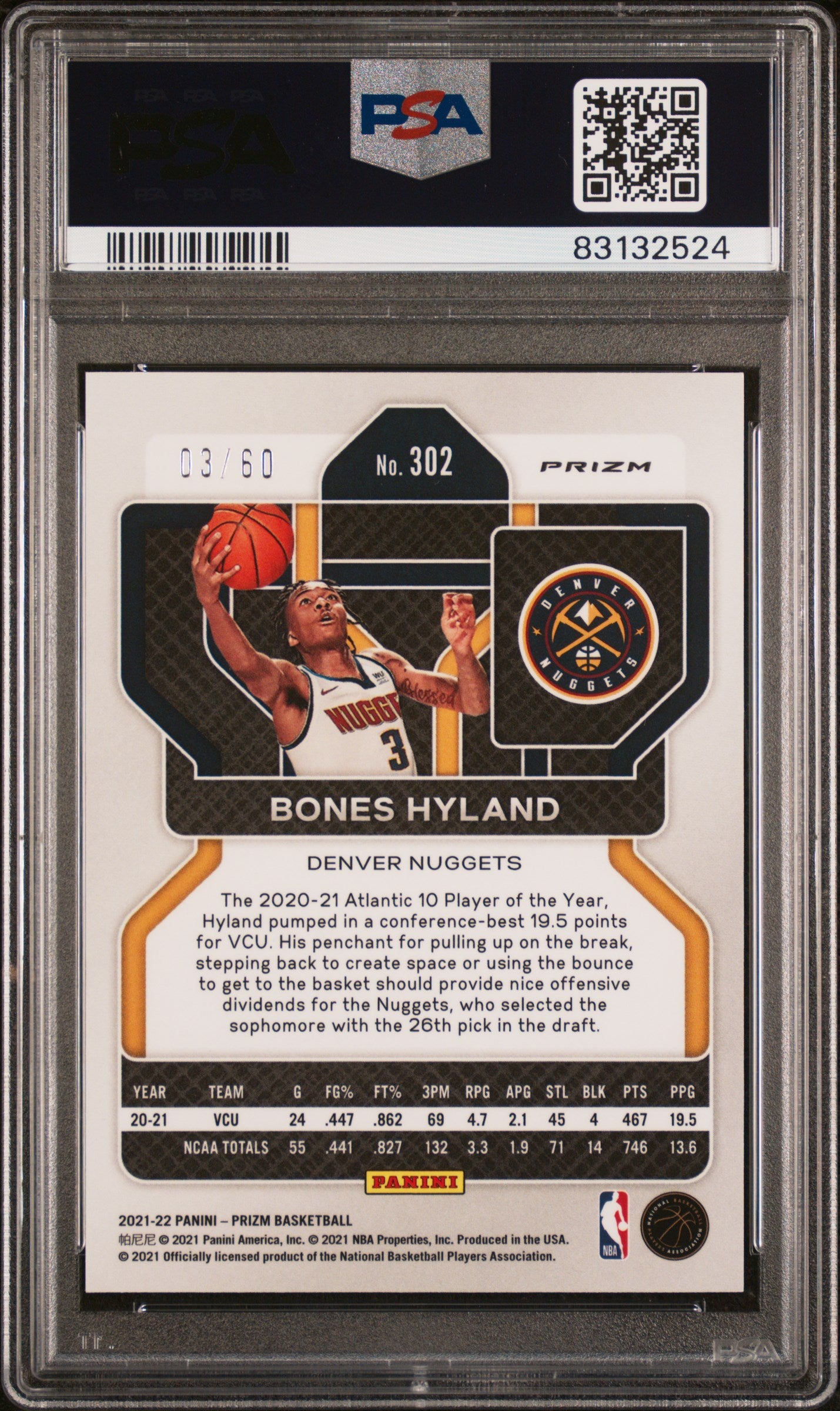 2021 Panini Prizm Bones Hyland #302 Orange Wave PSA 10