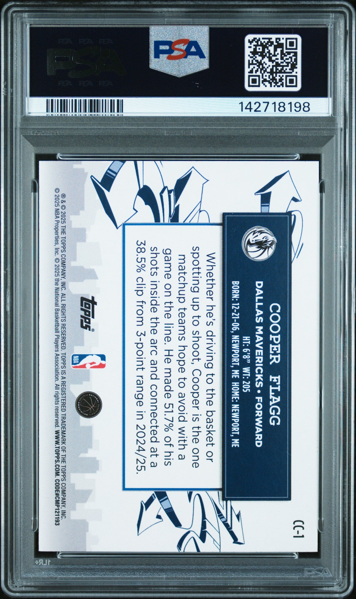 2025 Topps Clutch City Prospects Cooper Flagg #CC-1 PSA 8