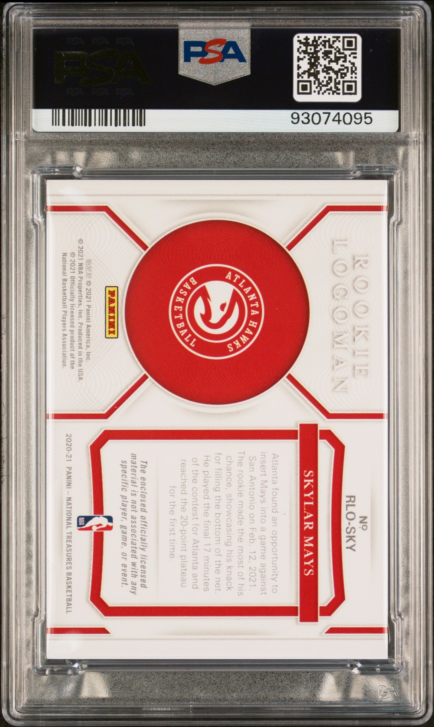 2020 Panini National Treasures Skylar Mays #SKY Rookie Logoman PSA 8