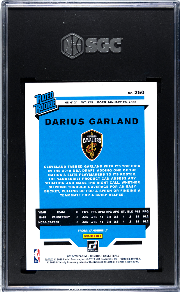 2019 Donruss Darius Garland #250 Red Laser Press Proof /99 SGC 9.5