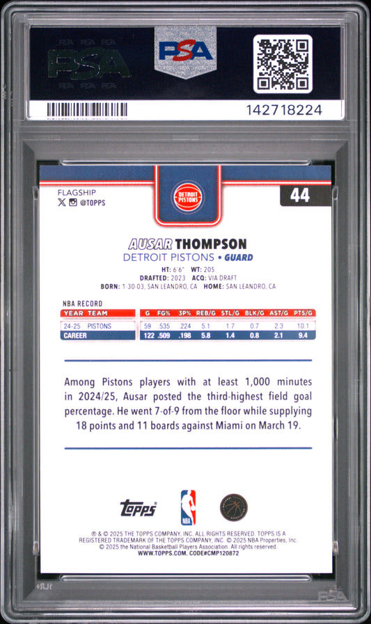 2025 Topps Ausar Thompson #44 Pink Holo Foil PSA 9