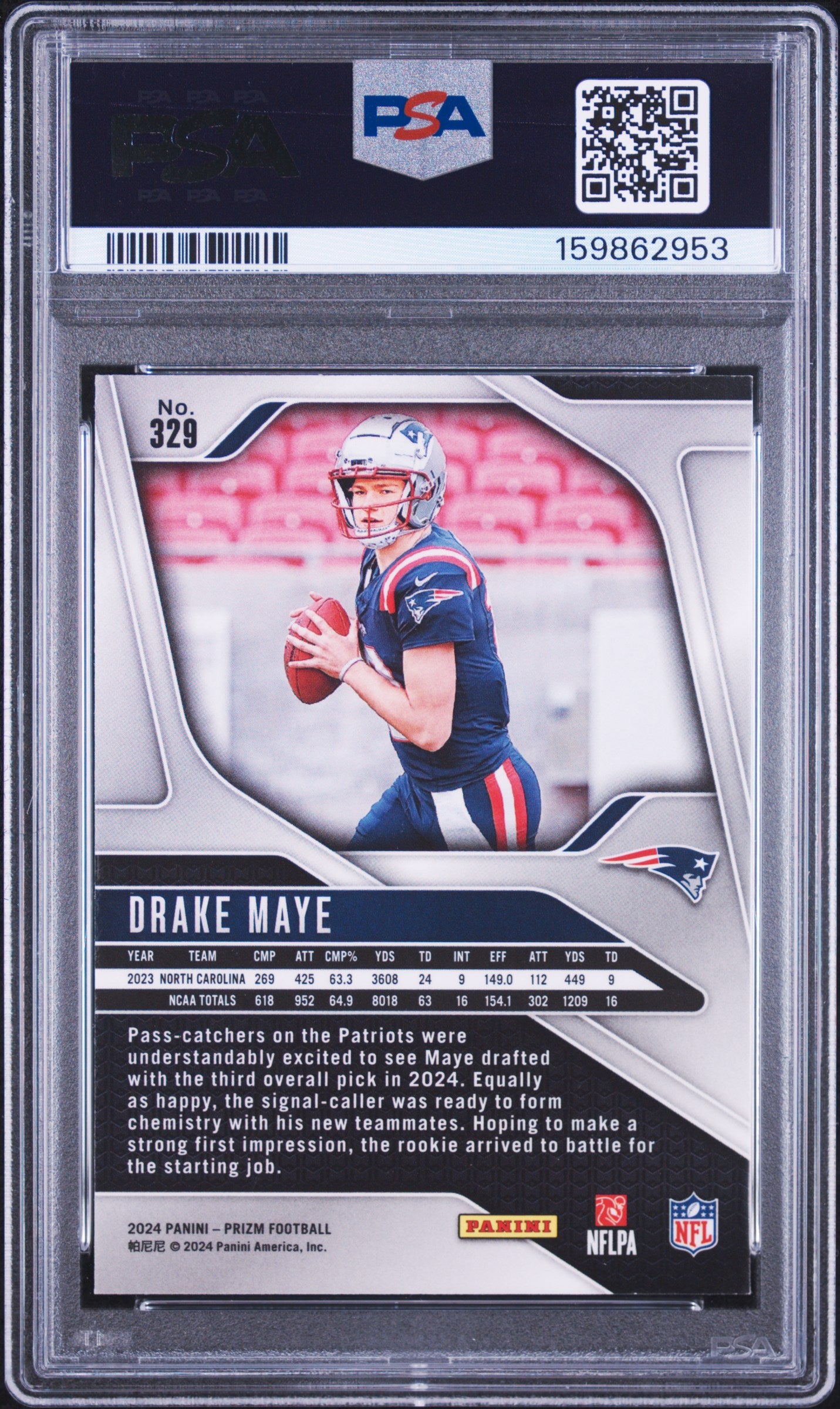 2024 Panini Prizm Drake Maye #329 PSA 8
