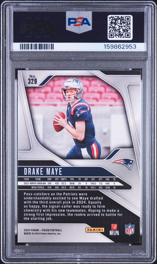 2024 Panini Prizm Drake Maye #329 PSA 8
