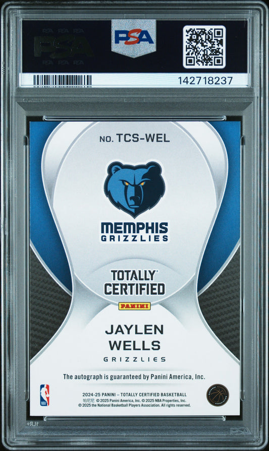2024 Panini Totally Certified Totally Certified Signatures Jaylen Wells #TCSWEL PSA 9