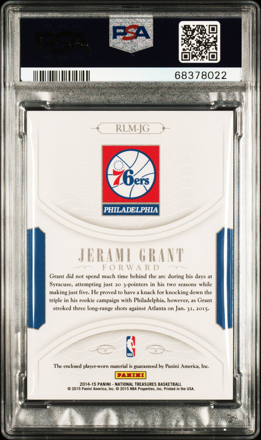 2014 National Treasures Jerami Grant #RLM-JG NBA Rookie Materials Logoman /5 PSA 9