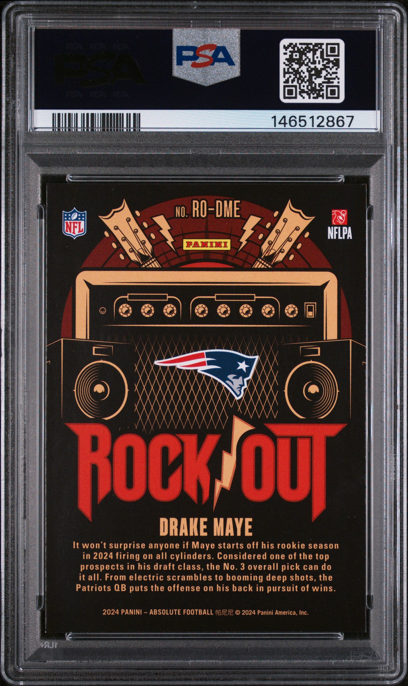 2024 Panini Absolute Rock Out Drake Maye #RODME PSA 7