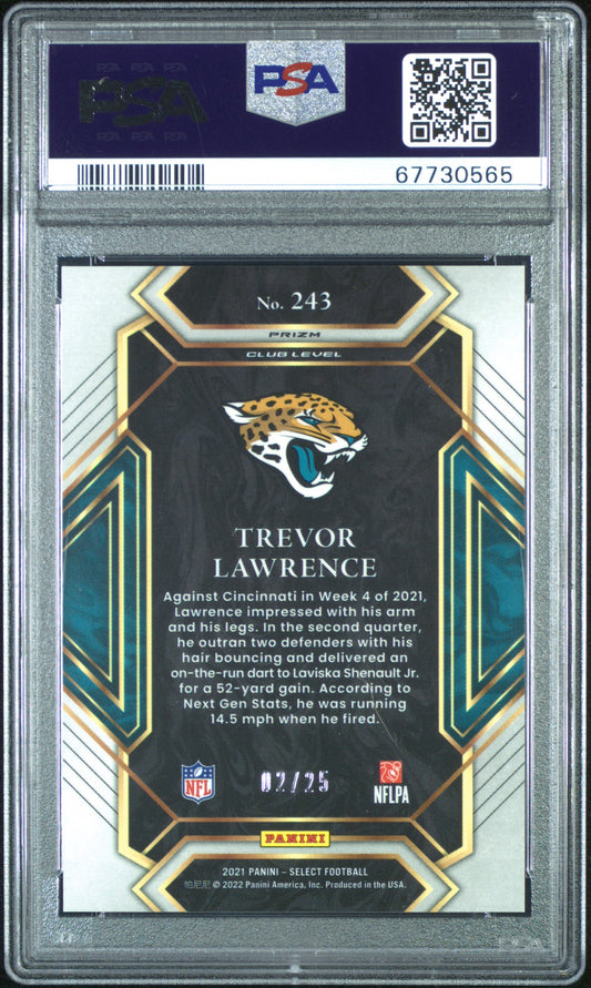 2021 Panini Select Trevor Lawrence #243 Tie Dye Prizm PSA 10