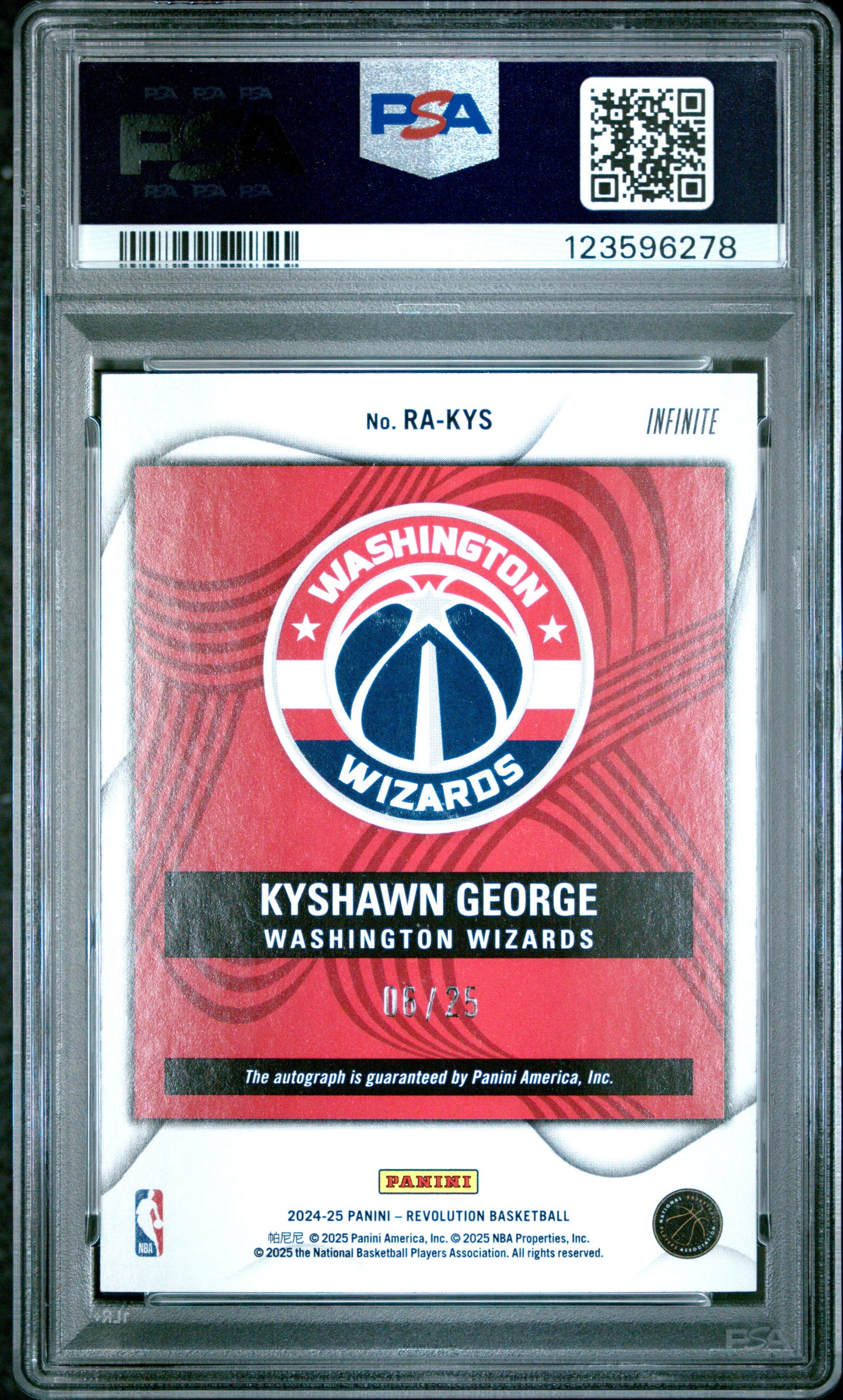 2024 Panini Revolution Rookie Autographs Kyshawn George #RAKYS Infinite /25 PSA 9