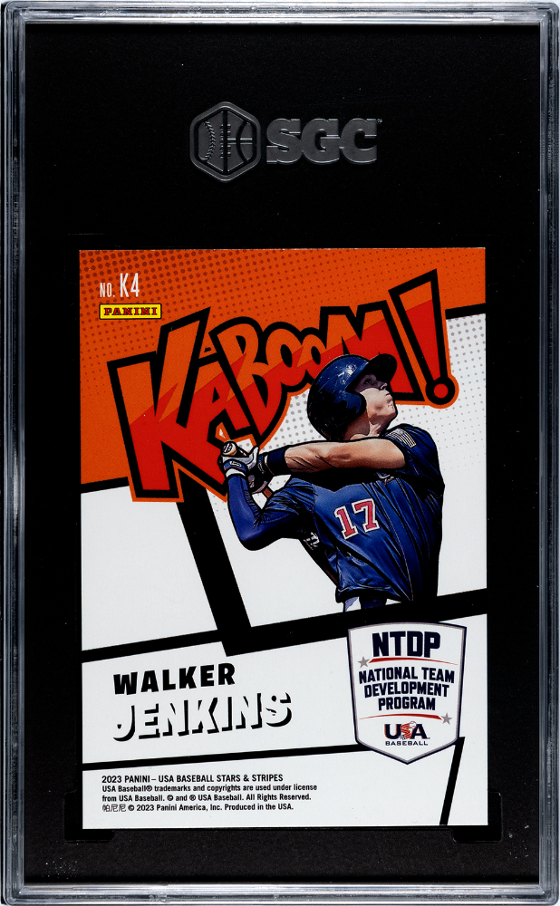 2023 Panini Stars & Stripes Walker Jenkins #K4 Kaboom! SGC 9.5