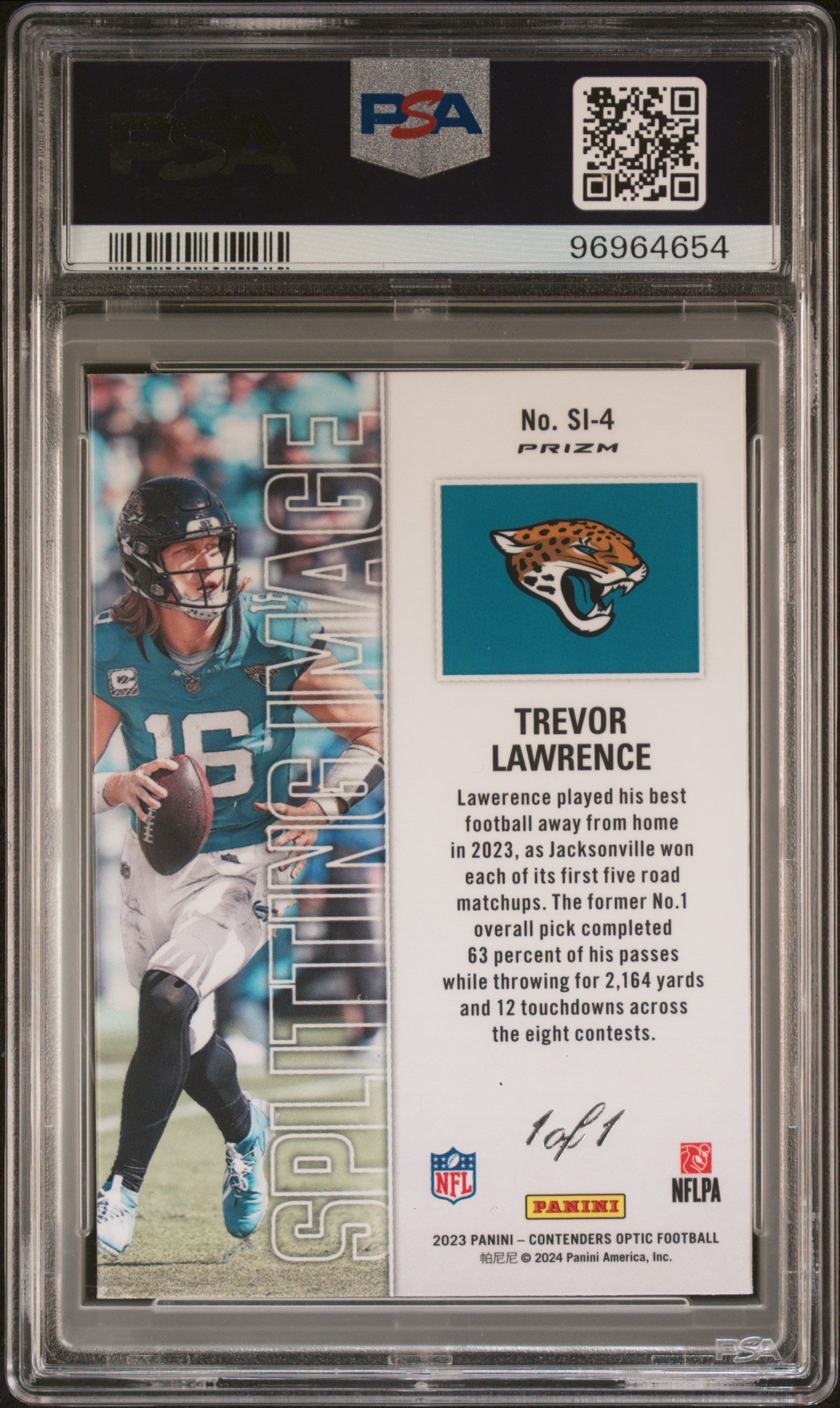2023 Contenders Optic Splitting Image Trevor Lawrence #SI4 Gold Vinyl PSA 10