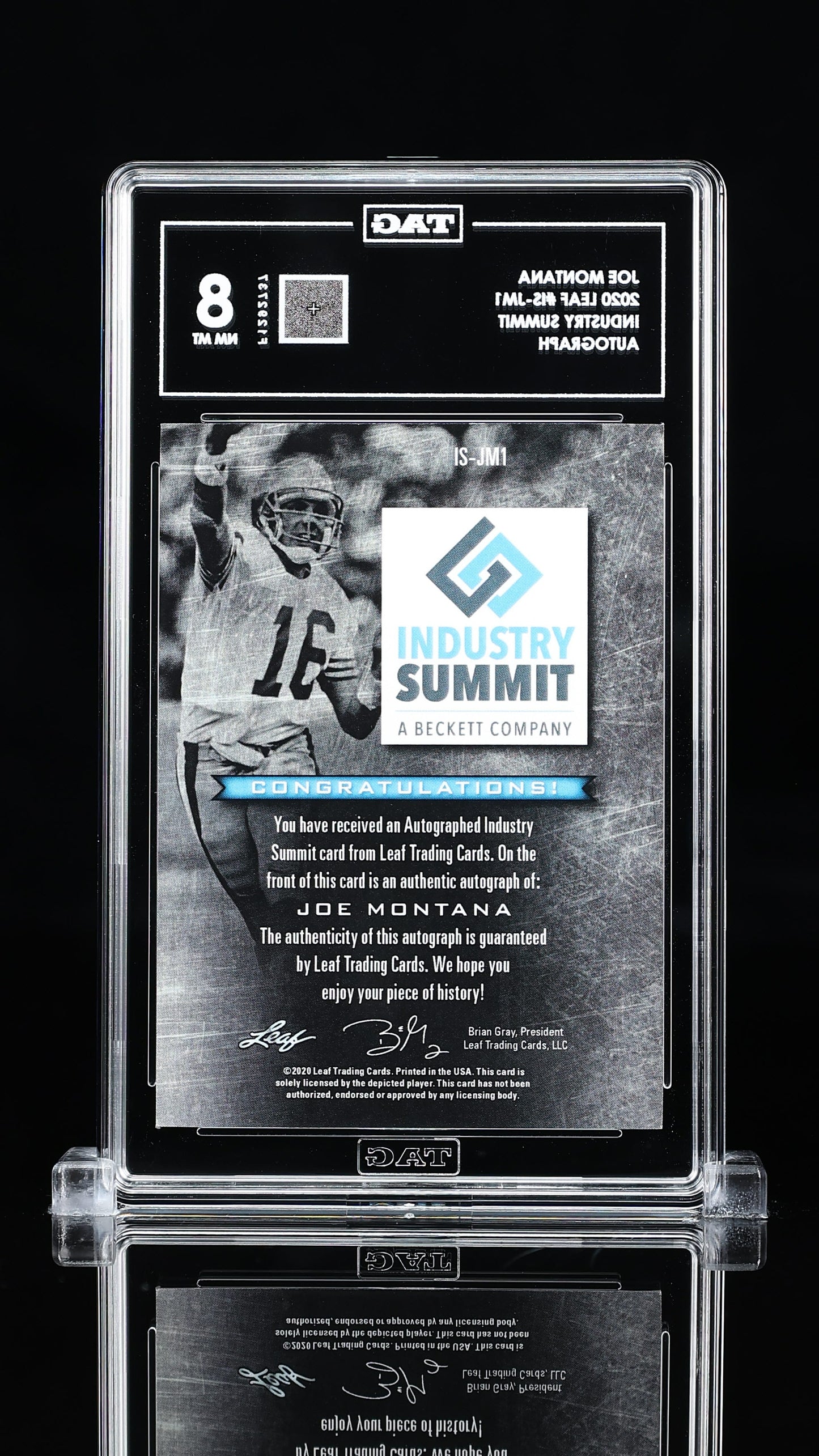 2020 Leaf Industry Summit Joe Montana #IS-JM1 TAG 8
