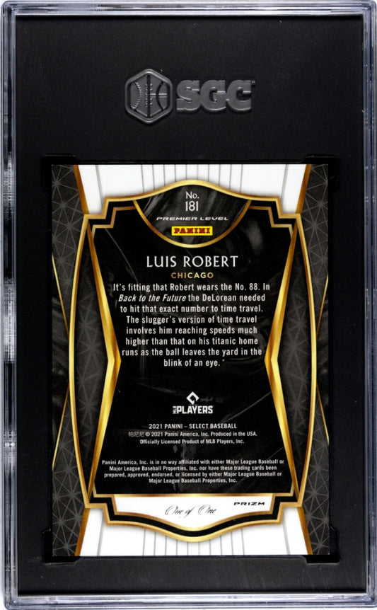 2021 Panini Select Luis Robert #181 Black Finite Prizm 1/1 SGC 9